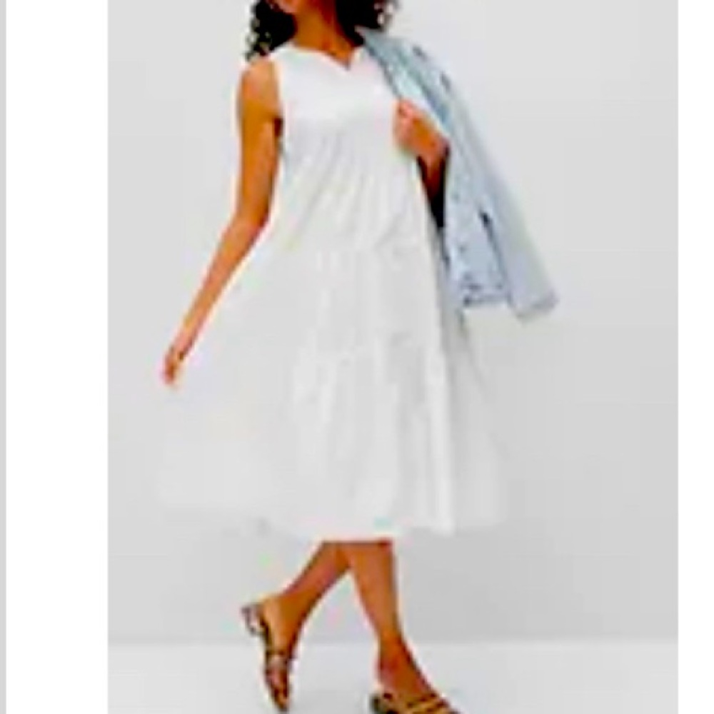 Organic cotton tiered midi dress